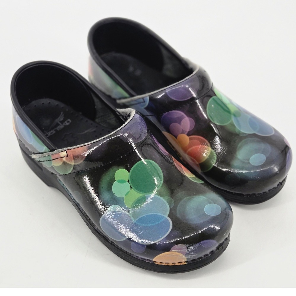 Dansko Professional Translucent Black Bubbles Patent Clogs 40 Womens 9.5-10 VGUC